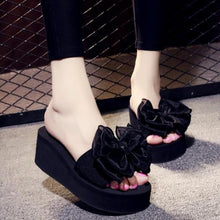 Load image into Gallery viewer, Women Bow Summer Sandals Slipper Indoor Outdoor Beach Shoes Slide Sandals For Women Knotted Bow Flat Footbed Sandals Open Toe Casual Summer Slide
