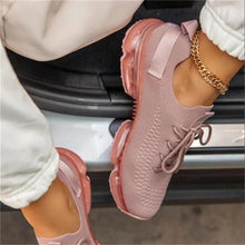 将图片加载到图库查看器，Women Breathable Sneakers Autumn New Lace Up Casual Shoes Outdoor Sport Walking Athletic Tennis Shoes Air Cushion Lightweight Sneakers Lace Up Sport Running Sneakers
