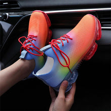 将图片加载到图库查看器，Women Breathable Sneakers Autumn New Lace Up Casual Shoes Outdoor Sport Walking Athletic Tennis Shoes Air Cushion Lightweight Sneakers Lace Up Sport Running Sneakers

