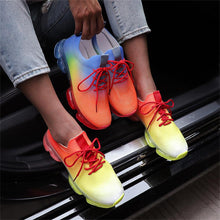 将图片加载到图库查看器，Women Breathable Sneakers Autumn New Lace Up Casual Shoes Outdoor Sport Walking Athletic Tennis Shoes Air Cushion Lightweight Sneakers Lace Up Sport Running Sneakers
