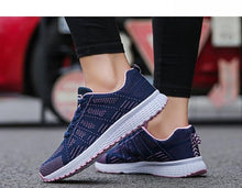 将图片加载到图库查看器，Women Casual Fashion Breathable Walking Mesh Flat Shoes White Sneakers Summer New Fashion Women's Vulcanized Running Sneakers Walking Tennis Shoes
