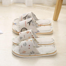 Load image into Gallery viewer, Women Casual Floral Home Slippers Soft Non-slip Foam Bottom Slippers Spring Autumn Indoor Couple Linen Slipper Flip Flops Slides Slip-On Indoor Slippers For Women Soft Womens Flannel Home Bedroom Slippers
