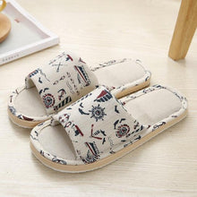 Load image into Gallery viewer, Women Casual Floral Home Slippers Soft Non-slip Foam Bottom Slippers Spring Autumn Indoor Couple Linen Slipper Flip Flops Slides Slip-On Indoor Slippers For Women Soft Womens Flannel Home Bedroom Slippers
