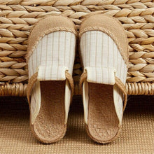 将图片加载到图库查看器，Women Casual Linen Handmade Mules Flat Slippers Retro Vegan Summer Canvas Comfortable Espadrille New Women Shoes Slides Flat Summer Style Handmade Retro Slippers
