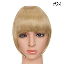 将图片加载到图库查看器，Women Clip In Hair Bangs Hairpiece Clip In Hair Extension Synthetic Hair Extension Blunt Bangs Fake Bangs For Women Flat Neat Bangs With Temples For Women One Piece Hairpiece
