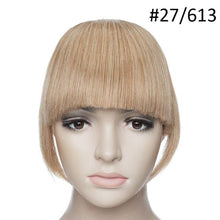 将图片加载到图库查看器，Women Clip In Hair Bangs Hairpiece Clip In Hair Extension Synthetic Hair Extension Blunt Bangs Fake Bangs For Women Flat Neat Bangs With Temples For Women One Piece Hairpiece
