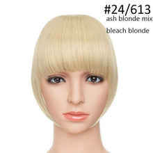 将图片加载到图库查看器，Women Clip In Hair Bangs Hairpiece Clip In Hair Extension Synthetic Hair Extension Blunt Bangs Fake Bangs For Women Flat Neat Bangs With Temples For Women One Piece Hairpiece
