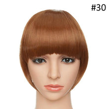 将图片加载到图库查看器，Women Clip In Hair Bangs Hairpiece Clip In Hair Extension Synthetic Hair Extension Blunt Bangs Fake Bangs For Women Flat Neat Bangs With Temples For Women One Piece Hairpiece
