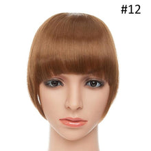 将图片加载到图库查看器，Women Clip In Hair Bangs Hairpiece Clip In Hair Extension Synthetic Hair Extension Blunt Bangs Fake Bangs For Women Flat Neat Bangs With Temples For Women One Piece Hairpiece
