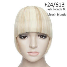 将图片加载到图库查看器，Women Clip In Hair Bangs Hairpiece Clip In Hair Extension Synthetic Hair Extension Blunt Bangs Fake Bangs For Women Flat Neat Bangs With Temples For Women One Piece Hairpiece
