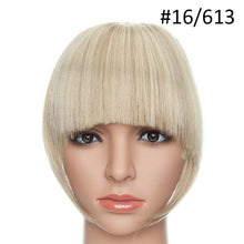 将图片加载到图库查看器，Women Clip In Hair Bangs Hairpiece Clip In Hair Extension Synthetic Hair Extension Blunt Bangs Fake Bangs For Women Flat Neat Bangs With Temples For Women One Piece Hairpiece
