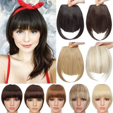 将图片加载到图库查看器，Women Clip In Hair Bangs Hairpiece Clip In Hair Extension Synthetic Hair Extension Blunt Bangs Fake Bangs For Women Flat Neat Bangs With Temples For Women One Piece Hairpiece
