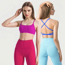 Load image into Gallery viewer, Women Cross Back Sport Bras Padded with Removable Pads Thin Straps

