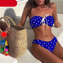 将图片加载到图库查看器，Women Dot Bikini Women Two Piece Swimsuit Women's Bikini Set Swimsuit Micro Strapless 2 Piece Bathing Suit Tie Side Bikini Bottoms Push Up Swimwear Bathing Suit Beach Wear Swimming Suit
