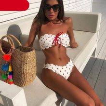 将图片加载到图库查看器，Women Dot Bikini Women Two Piece Swimsuit Women's Bikini Set Swimsuit Micro Strapless 2 Piece Bathing Suit Tie Side Bikini Bottoms Push Up Swimwear Bathing Suit Beach Wear Swimming Suit
