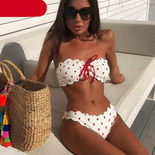 将图片加载到图库查看器，Women Dot Bikini Women Two Piece Swimsuit Women's Bikini Set Swimsuit Micro Strapless 2 Piece Bathing Suit Tie Side Bikini Bottoms Push Up Swimwear Bathing Suit Beach Wear Swimming Suit
