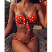 将图片加载到图库查看器，Women Dot Bikini Women Two Piece Swimsuit Women's Bikini Set Swimsuit Micro Strapless 2 Piece Bathing Suit Tie Side Bikini Bottoms Push Up Swimwear Bathing Suit Beach Wear Swimming Suit
