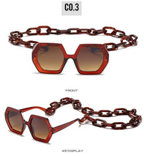 Load image into Gallery viewer, Women Elegant Design Sunglasses Stylish Fashionable Square Shape Sunglasses For Women Latest Unique Chain Style Sun Glasses For Female New Different Shades Large Frame Eyewear
