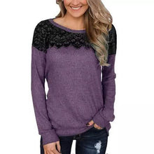 Load image into Gallery viewer, Women Fashion Black Lace Top Long Sleeve Elegant Casual Sweatshirt Blouse
