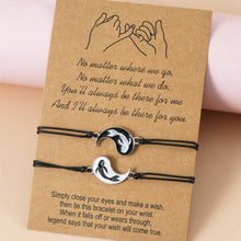 将图片加载到图库查看器，Women Fish Bracelet Black White Friendship Couple Bracelet Unisex Distance Matching Bracelets Handmade Friendship Gifts For Best Friend Couples Adjustable String Bracelets For Women

