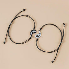 将图片加载到图库查看器，Women Fish Bracelet Black White Friendship Couple Bracelet Unisex Distance Matching Bracelets Handmade Friendship Gifts For Best Friend Couples Adjustable String Bracelets For Women

