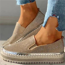将图片加载到图库查看器，Women Flat Glitter Espadrilles Casual Female Mesh Lace Up Platform Comfortable Vulcanized Shoes Unisex Flat Memory Foam Cushioned Insole Casual Slip-On Loafers Shoes
