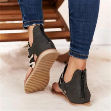 将图片加载到图库查看器，Women Flat Sandals Leopard Snake Print Summer Shoes Beach Leather Sandals Retro Flip Flops Slippers Women Casual Summer Flat Sandal Open Toe Beach Back Zipper T-Strap Outdoor Sandals
