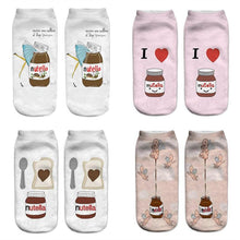 Load image into Gallery viewer, Women Funny Cute 3D Print Foods White Nutella Character Socks Unisex Happy Breathable Cotton Cartoon Donuts Biscuit Dessert Gift Socks For Men And Women
