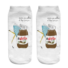 Load image into Gallery viewer, Women Funny Cute 3D Print Foods White Nutella Character Socks Unisex Happy Breathable Cotton Cartoon Donuts Biscuit Dessert Gift Socks For Men And Women
