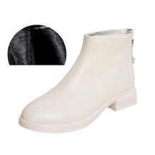 将图片加载到图库查看器，Women Genuine Leather Ankle Boots Warm Fur Waterproof Slip On Super Comfortable Booties Autumn Winter Shoes Keep Warm Anti-Slip Soft Sole Warm Fur Lined Winter Ankle Booties

