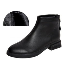 将图片加载到图库查看器，Women Genuine Leather Ankle Boots Warm Fur Waterproof Slip On Super Comfortable Booties Autumn Winter Shoes Keep Warm Anti-Slip Soft Sole Warm Fur Lined Winter Ankle Booties
