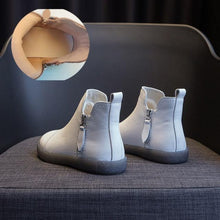 将图片加载到图库查看器，Women Genuine Leather Ankle Boots Warm Fur Waterproof Slip On Super Comfortable Booties Autumn Winter Shoes Keep Warm Anti-Slip Soft Sole Warm Fur Lined Winter Ankle Booties
