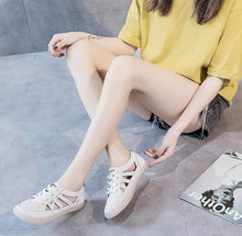 将图片加载到图库查看器，Women Genuine Leather Sneakers Summer White Lacing Flat Woman Casual mfortable Casual Everyday Walking Fashion Outdoor Sneakers
