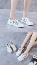 将图片加载到图库查看器，Women Genuine Leather Sneakers Summer White Lacing Flat Woman Casual mfortable Casual Everyday Walking Fashion Outdoor Sneakers
