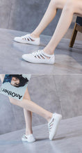 将图片加载到图库查看器，Women Genuine Leather Sneakers Summer White Lacing Flat Woman Casual mfortable Casual Everyday Walking Fashion Outdoor Sneakers

