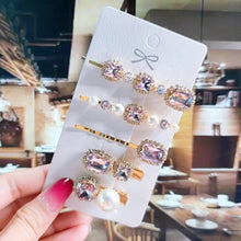 Load image into Gallery viewer, Women Hair Clips Set Jewelry Fashion Green Crystal Hair Accessories Luxury Simulation Pearl Barrette Pin For Girl Gift Ornaments Fashion Hairgrips Accessories For Party
