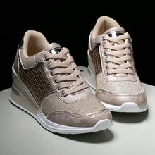 Load image into Gallery viewer, Women Height Increasing Walking Jogging Sneakers Gold Silver Sport Running Women's Lightweight Casual Everyday Walking Fashion High Heels Comfortable Sneakers
