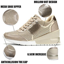 Load image into Gallery viewer, Women Height Increasing Walking Jogging Sneakers Gold Silver Sport Running Women's Lightweight Casual Everyday Walking Fashion High Heels Comfortable Sneakers
