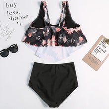 将图片加载到图库查看器，Women High Waist Bikini Plus Size Swimwear Summer Swimsuit Beach Bathing Suit Ruffle Bikini  Floral Printed Ruffle High Waist Bikini Set Women's Tummy Control Bathing Suit Swimsuit Flounce Peplum
