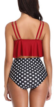 将图片加载到图库查看器，Women High Waist Bikini Plus Size Swimwear Summer Swimsuit Beach Bathing Suit Ruffle Bikini  Floral Printed Ruffle High Waist Bikini Set Women's Tummy Control Bathing Suit Swimsuit Flounce Peplum
