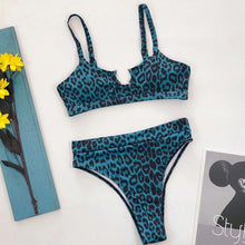 将图片加载到图库查看器，Women High Waist Bikini Swimsuit Swimwear Female Women Metal Ring Cross Bandage Bikini Set Swimsuit Two Piece Cutout Tie Back Bathing Suit Thong Bikini Set Bathing Suit Bather
