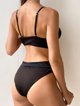 将图片加载到图库查看器，Women High Waist Bikini Swimsuit Swimwear Female Women Metal Ring Cross Bandage Bikini Set Swimsuit Two Piece Cutout Tie Back Bathing Suit Thong Bikini Set Bathing Suit Bather
