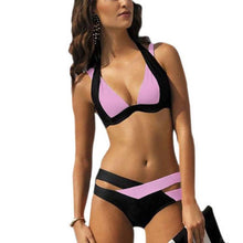 将图片加载到图库查看器，Women High Waist Bikini Swimsuit Swimwear Women's 2 Piece Swimsuits Scoop Neck High Waist Bikini Set Female Elegant Bikini Comfortable Swimming Set Large Size Bathing Suit
