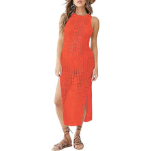 Load image into Gallery viewer, Women Hollow Out Sleeveless Bikini Swimsuit Side Split Long Beach Dresses
