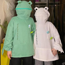 将图片加载到图库查看器，Women Hoodie Frog Pullover Winter Sense Hooded Casual Sweatshirts Autumn Embroidery Loose Hoodies Pullover Casual Creativity Sweatshirt Loose Solid Long Sleeve Tops With Pocket

