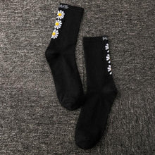 将图片加载到图库查看器，Women Korea Funny Socks Long Socks Black Cool Socks Harajuku GD Hip Hop Cotton Skateboard Socks Men New Trend Daisy Socks Men
