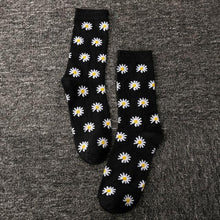 将图片加载到图库查看器，Women Korea Funny Socks Long Socks Black Cool Socks Harajuku GD Hip Hop Cotton Skateboard Socks Men New Trend Daisy Socks Men
