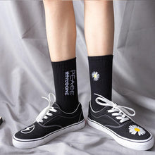 将图片加载到图库查看器，Women Korea Funny Socks Long Socks Black Cool Socks Harajuku GD Hip Hop Cotton Skateboard Socks Men New Trend Daisy Socks Men
