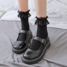将图片加载到图库查看器，Women Lace Mesh Black White Cotton Socks Japanese Maiden Lovely Short Socks Frilly Ruffle Princess Socks For Women
