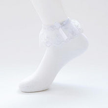 将图片加载到图库查看器，Women Lace Mesh Black White Cotton Socks Japanese Maiden Lovely Short Socks Frilly Ruffle Princess Socks For Women

